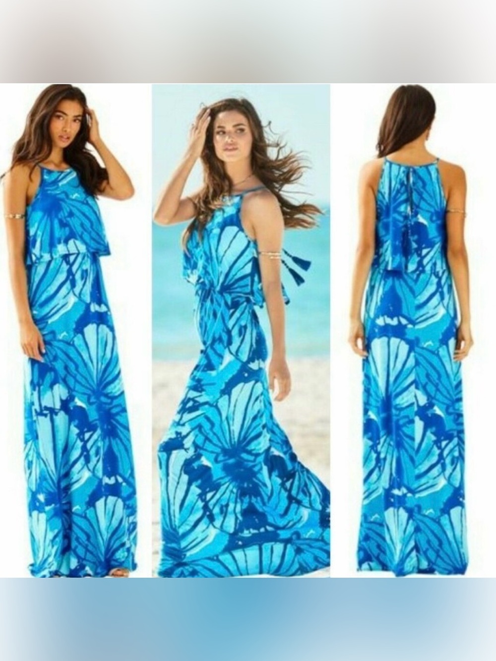 LILLY PULITZER Levine Maxi Dress In Sparkling Blue Get Inky, Size S